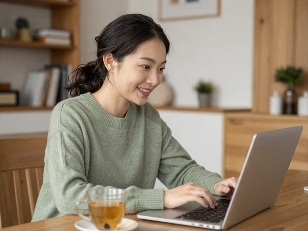 Bhutanese woman enjoying a warm video call showing modern cross-cultural communication in online dating