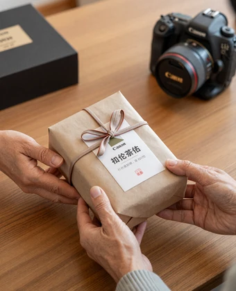 Man presenting a gift of premium tea to Asian parents as a cultural gesture of respect