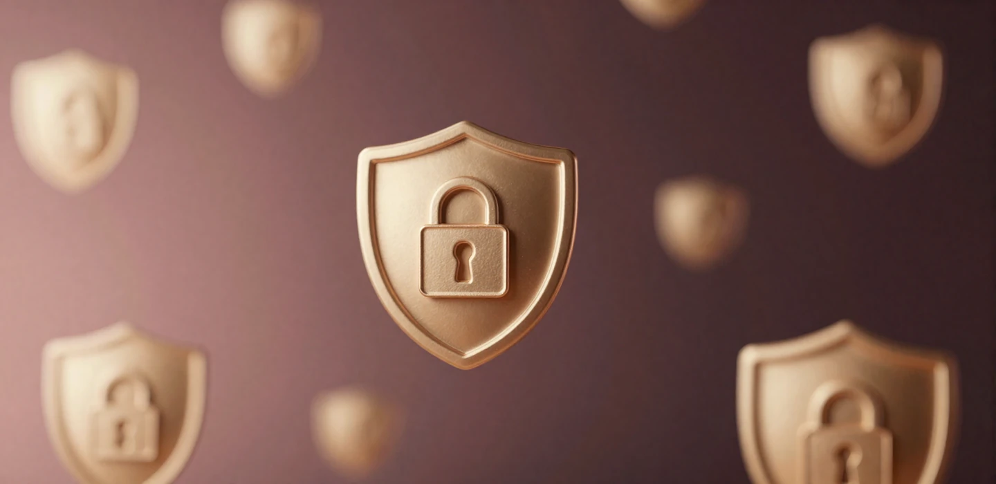 Secure online dating environment with verification shields and warm golden lighting